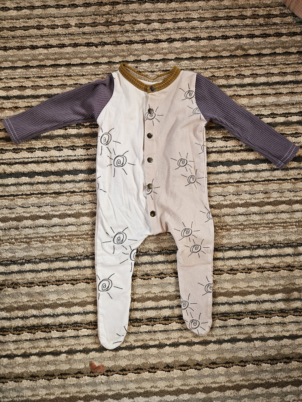 Sun Doodle Footed One-Piece in Cream and Purple